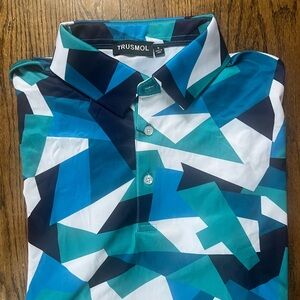 Trusmol Men's Geometric Blue Shirt